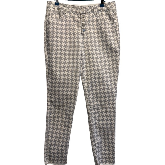 WIT & WISDOM High Rise Button Up Straight Leg Pants Grey/White Pattern Size 10 - Picture 1 of 7